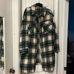 eesome Green and White Plaid Jacket